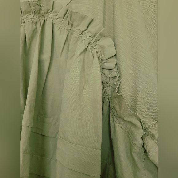 Pilcro Anthropologie 100%Cotton Pullover Long Sleeve Blouse Boho Olive Green S - Picture 12 of 16